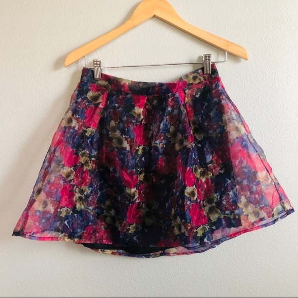 Teen vogue for my style lab fuchsia floral skirt - Picture 1 of 7